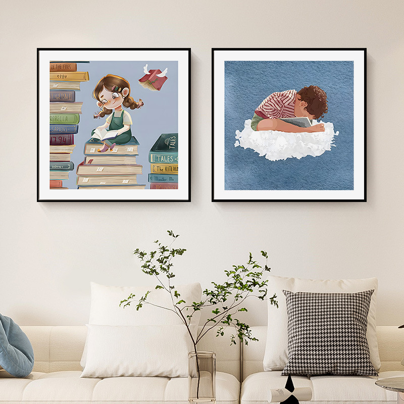 Study Decorative Painting Bedroom Bedside Painting Nordic Niche Art Love Reading Studio Living Room Desktop Painting