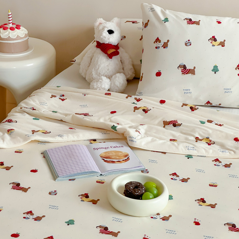 Cartoon Knitted Cotton Summer Cool Quilt Air-conditioning Quilt Double Quilt Quilt Core Student Dormitory Thin Quilt Summer Cover Quilt Washable