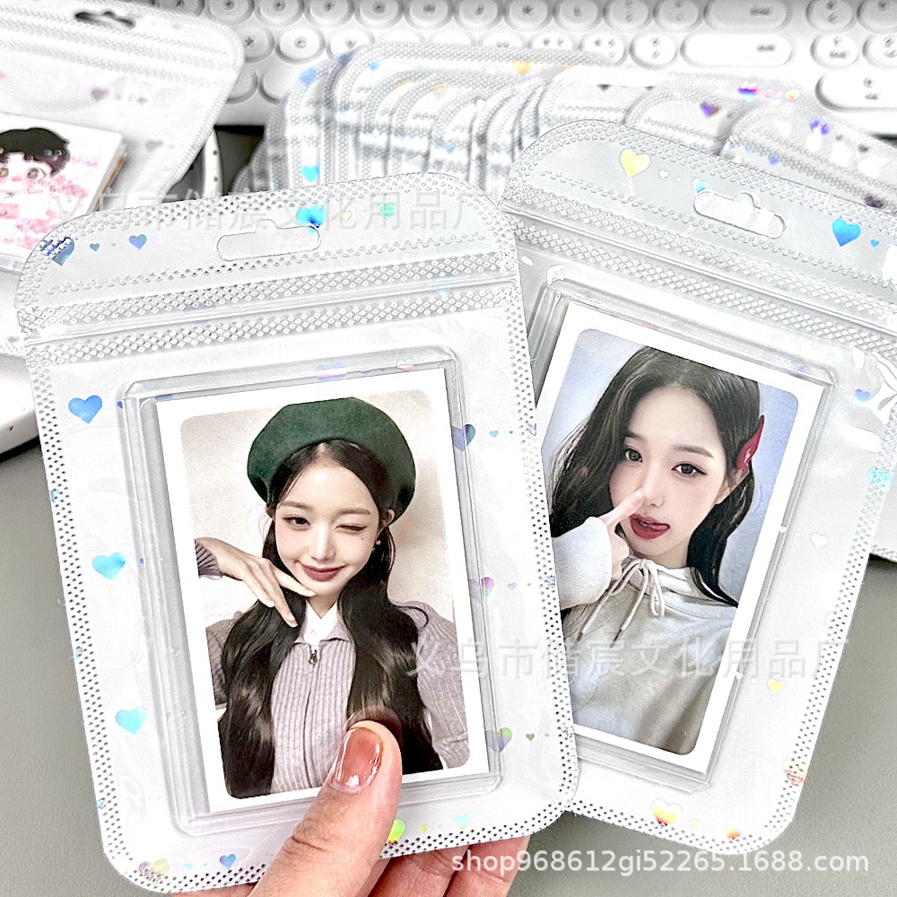 Bolsa autosellante de láser de amor de alta apariencia ins embalaje de tarjeta bolsa de regalo tarjeta pequeña mano cuenta Material embalaje bolsa de sellado