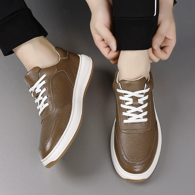 Men's demi-season universal breathable sneakers, shoes for leisure for leather shoes, genuine leather