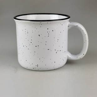 Black dot imitation enamel cup Ceramic Cup 14oz porcelain cup exported to Europe and the United States star Dot glaze spray dot camping spot mug