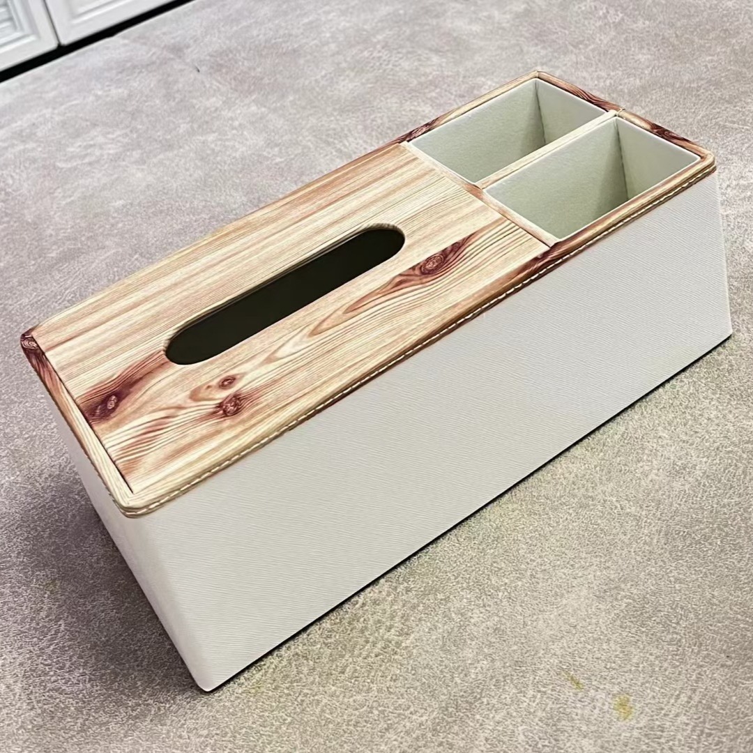 Simple caja de pañuelos de cuero Hotel Club B & B hogar sala de estar mesa de café caja de almacenamiento caja de pañuelos de cuero multifuncional