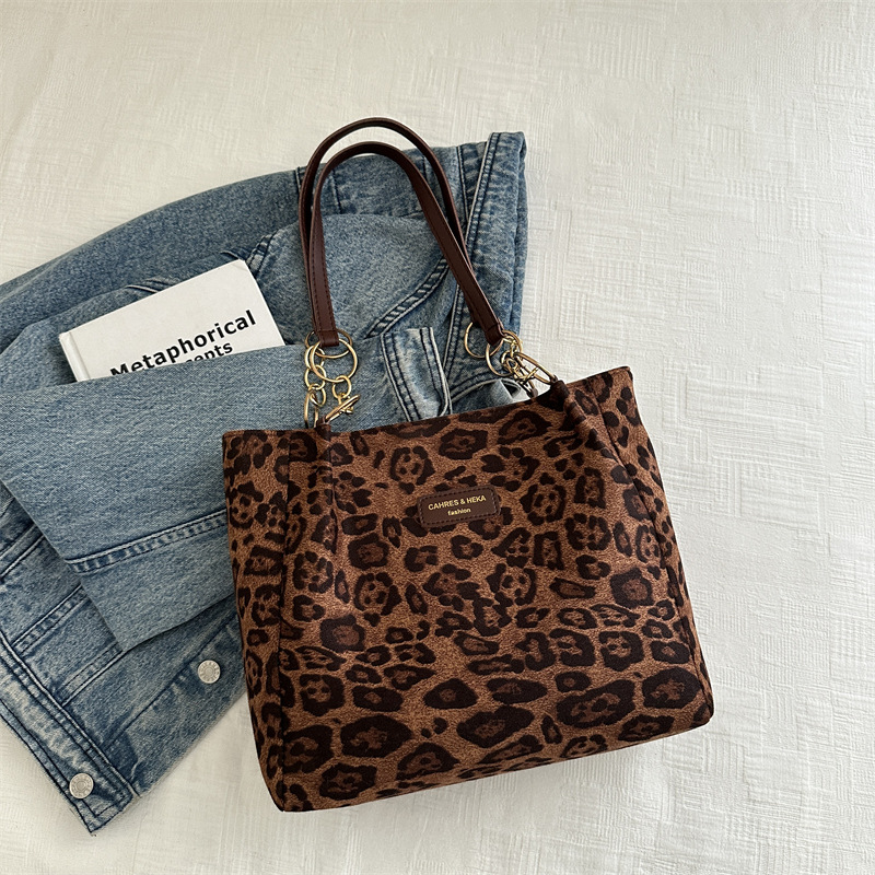 Lässige Leopardensuede Schultertasche Für Damen Als Tragetasche_voghion.com