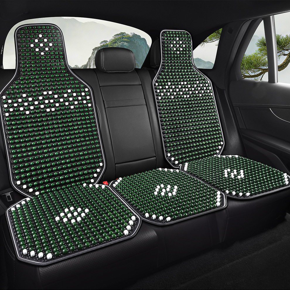 Summer Car Wooden Bead Seat Cushion, Breathable Massage Cooling Pad, Universal Model with Lumbar Support and Headrest, Limited-Time Special Wholesale Offer