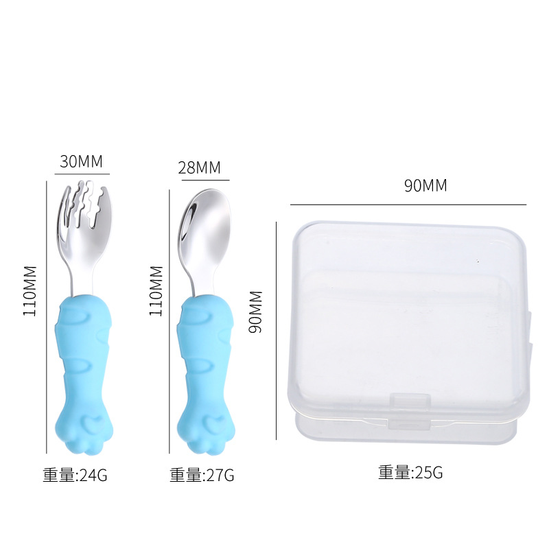 Bebé tenedor cuchara traje de aprender a comer entrenamiento mango corto 316 cuchara de acero inoxidable bebé comiendo comida complementaria niños vajilla fácil de sostener