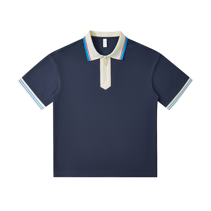 Semia cremallera color poliéster algodón empresa ropa de trabajo ropa deportiva con solapa camiseta de polo de manga corta personalizada