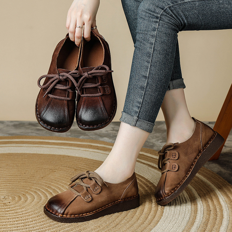 头层牛皮中老年软底妈妈鞋女士皮鞋松糕厚底真皮坡跟防滑耐磨