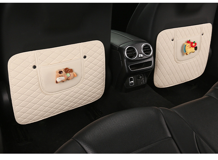 Car Anti-Kick Pad, Children's Seat Back Anti-Kick Pad, New Year of the Horse Quilted Embroidered Leather Anti-Kick Pad, Rear Seat Back Protection Pad