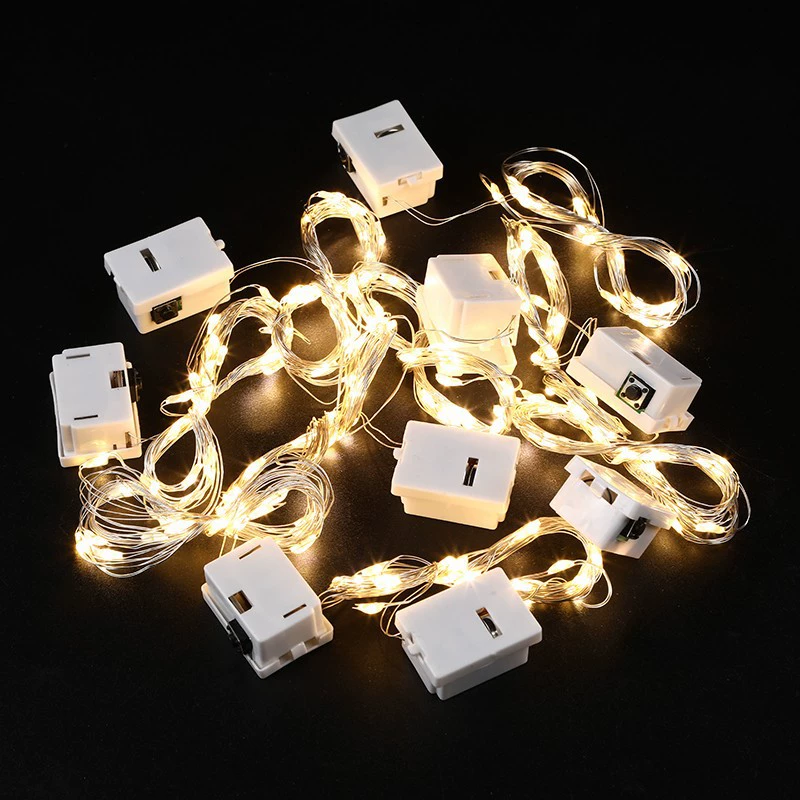 LED copper wire string lights, battery-powered (LR44/2032), waterproof, multi-length & color modes