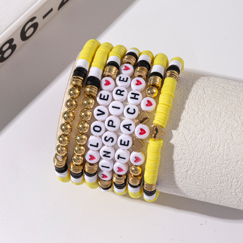 35g Weight CCB Pendant Material Bracelets Classification soft clay Chain Material 1 Set Quantity Holiday, Daily Occasion CCB, soft clay Material Teachers' Day Festival Letter, Heart Shape Pattern Women's Gender Casual, Simple Style Style Casual Simple Style Letter Heart Shape CCB Soft Clay Wholesale Bracelets 9