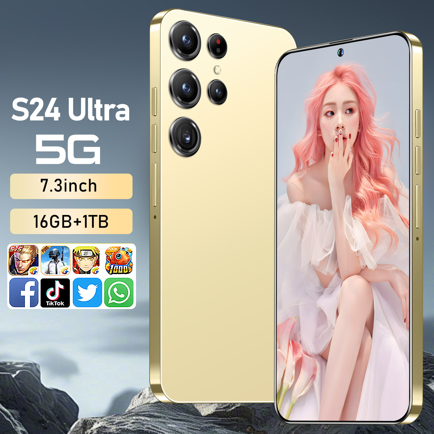 S24Ultra安卓5G热销一体机16GB+1TB真穿孔屏新款2025外贸跨境手机