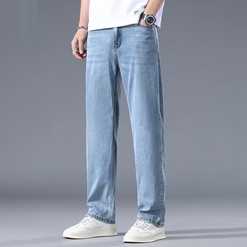 Jeans Men's Summer Thin Loose Draping High-end Business Casual Pants Men's Summer Men's Denim Straight Pants