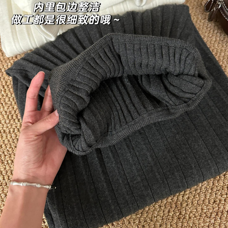 中长款针织百褶半身裙女2025秋冬新款高腰宽松百搭气质A字裙子潮|undefined