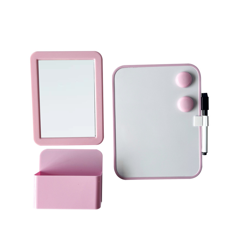 Cross-Border Writing Small Whiteboard Set Box Pink Magnetic Whiteboard Magnetic Pen Holder Mirror Three-Piece Set Portable Ready Stock