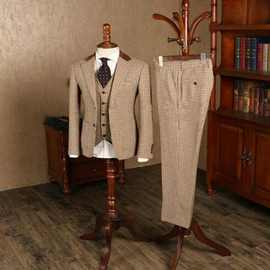 男正式经典西装套装修身新郎结婚礼服商务夹克背心裤