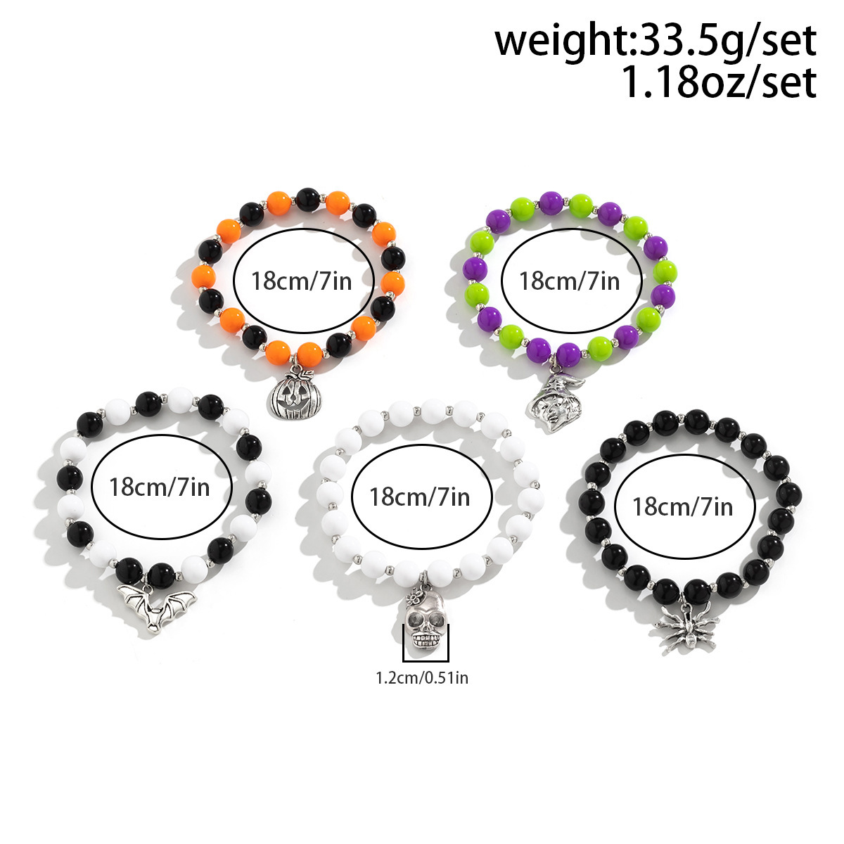 21g Weight Alloy Pendant Material Bracelets Classification CCB, Arylic, soft clay Chain Material 1 Set Quantity Festival Occasion CCB, Arylic, Alloy Material Halloween Festival Pumpkin, Bat, Ghost Pattern Women's Gender Beaded, Enamel Design Funny Style Funny Pumpkin Bat Ghost CCB Arylic Alloy Beaded Bracelets Wholesale 无