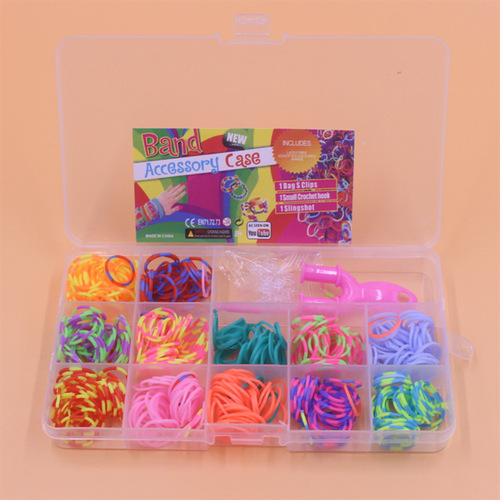 Rainbow Loom Rubber Band DIY Handmade Gift Bracelet Rubber Band Set of 15 Pcs Gift Boxed Present