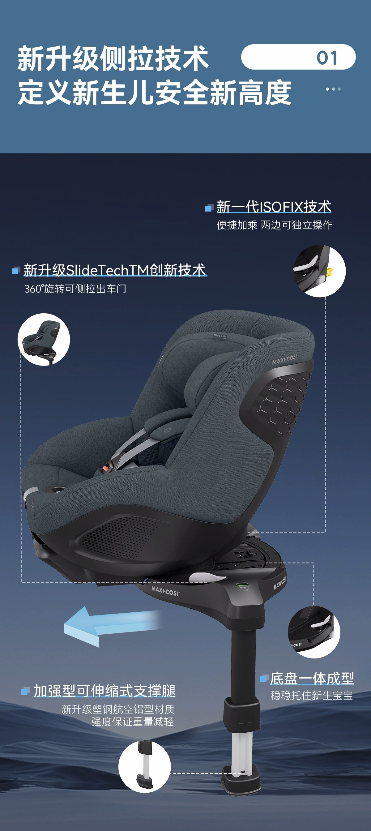 Maxicosi Michael Suitable Mica360 Pro Child Safety Seat Rotating Newborn Reclining Car Seat