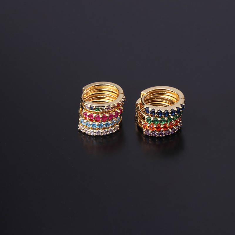 Henson joyería nuevo color medio circonio hebilla del oído estilo coreano popular punción pendientes moda pendientes solo HSPJ323