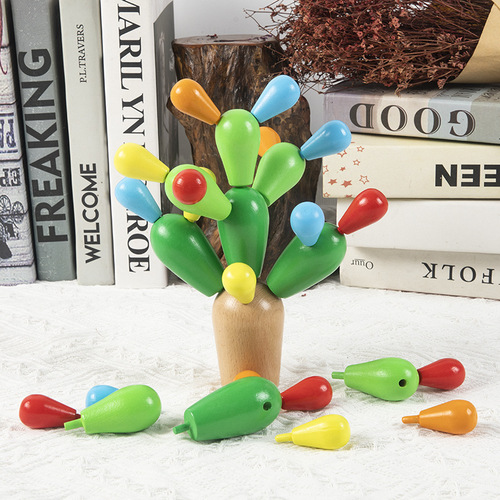 Cross-border children's wooden cactus building blocks assembly to exercise baby's hands-on ability cactus educational toys