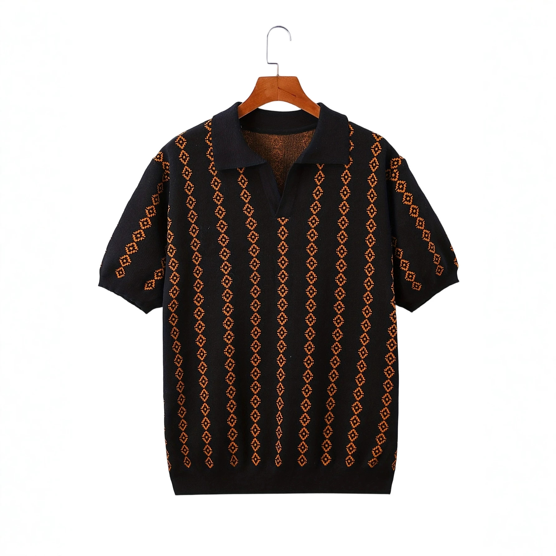Xindi Men's Clothing | Hot Selling Casual Fashion Wool Knit Short-Sleeve Collared Top Polo Pullover Sweater Long Sleeve