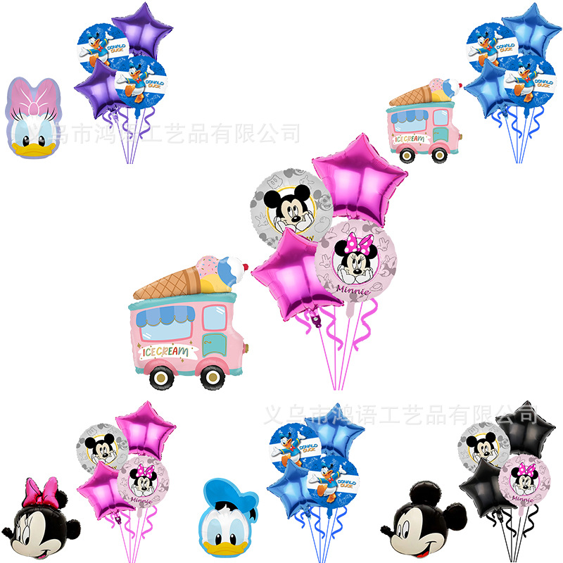 新款唐老鸭米奇米妮套装铝膜气球卡通动画主题儿童生日装饰气球