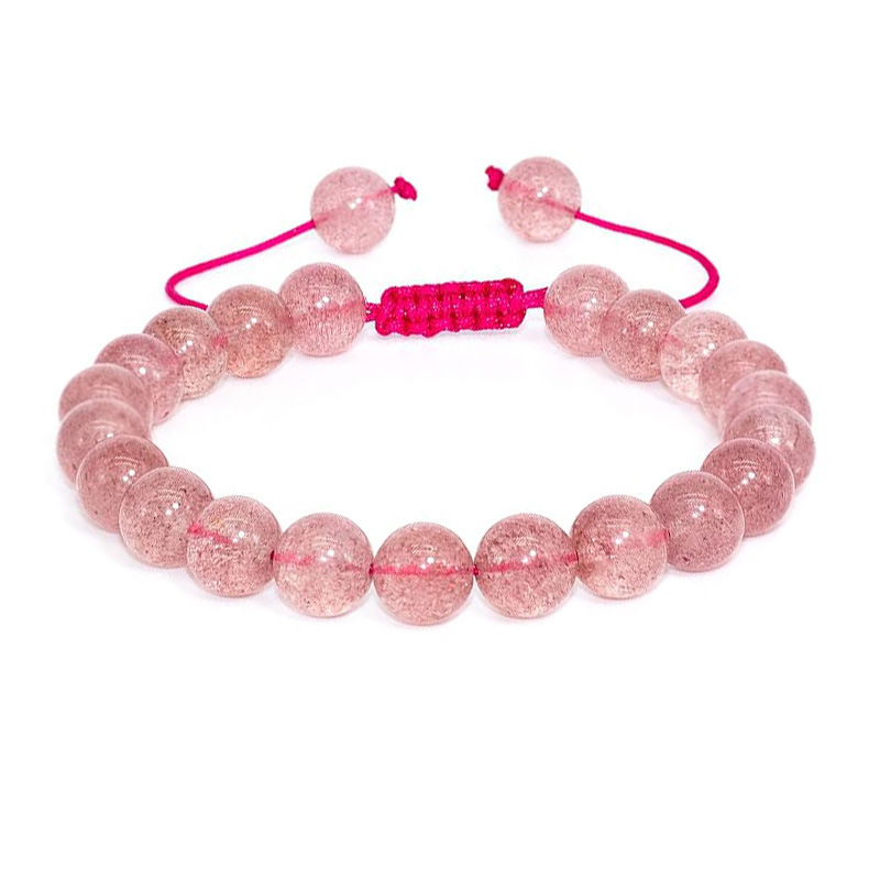 Cross-border Natural Stone Agate Adjustable Braided Bracelet 8mm Round Bead Crystal Quartz Neutral Braided Rope Bracelet