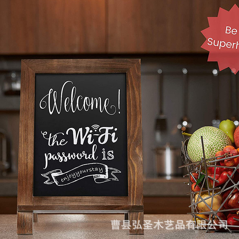 Pizarra de escritorio de madera con patas de mesa MESA DE BODA retro signo pequeña mesa de cocina tablero de mensajes marco de madera antiguo