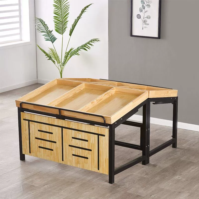 Стеллаж для фруктов и овощей в супермаркете, стеллаж для хранения овощей и фруктов, витрина, многофункциональная стальная и деревянная стойка для фруктов