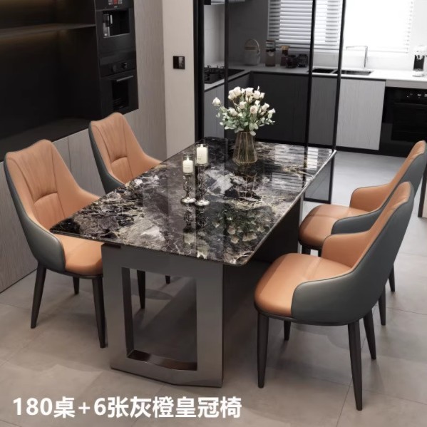 大理石餐桌家用现代简约超晶石轻奢高级感2025新款饭桌餐桌椅组合|undefined