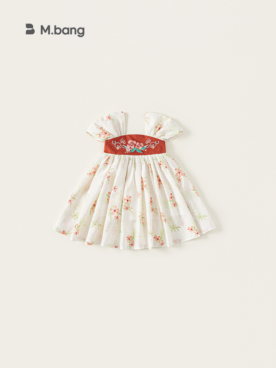 Youbao ropa para niños verano nuevo estilo niña Hanfu se puede usar todos los días vestido de los niños vestido de cuello cuadrado vestido de tesoro femenino