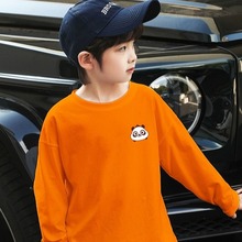 2025春秋新品童装可爱探探猫舒适长袖纯棉T恤圆领儿童打底上衣ins