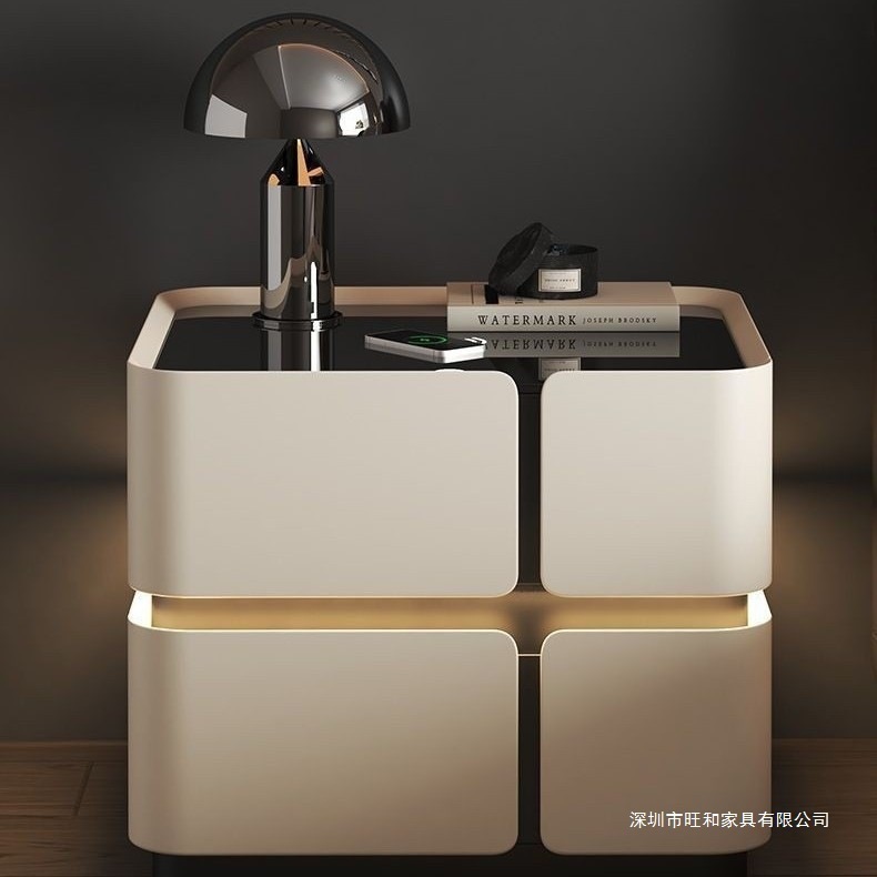 2025新款意式轻奢实木床头柜卧室家用现代简约床边收纳柜整装|undefined