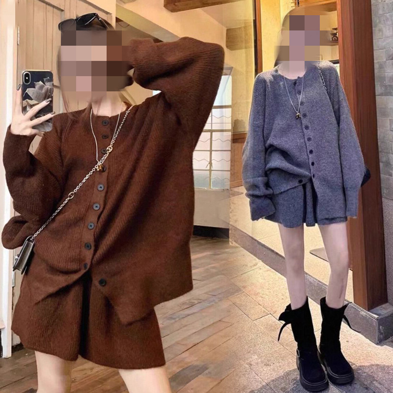 孕妇装套装秋装2025新款慵懒风洋气时髦毛衣针织开衫半身裙两件套|undefined