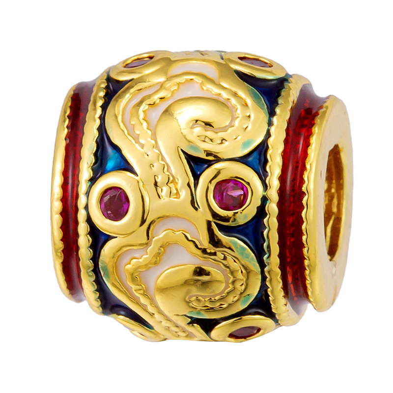 Colgante de cobre micro incrustado Gufasha oro goteo de aceite perlas de transferencia DiDi con perlas de acessorios de perlas huecas fábrica de perlas al por mayor