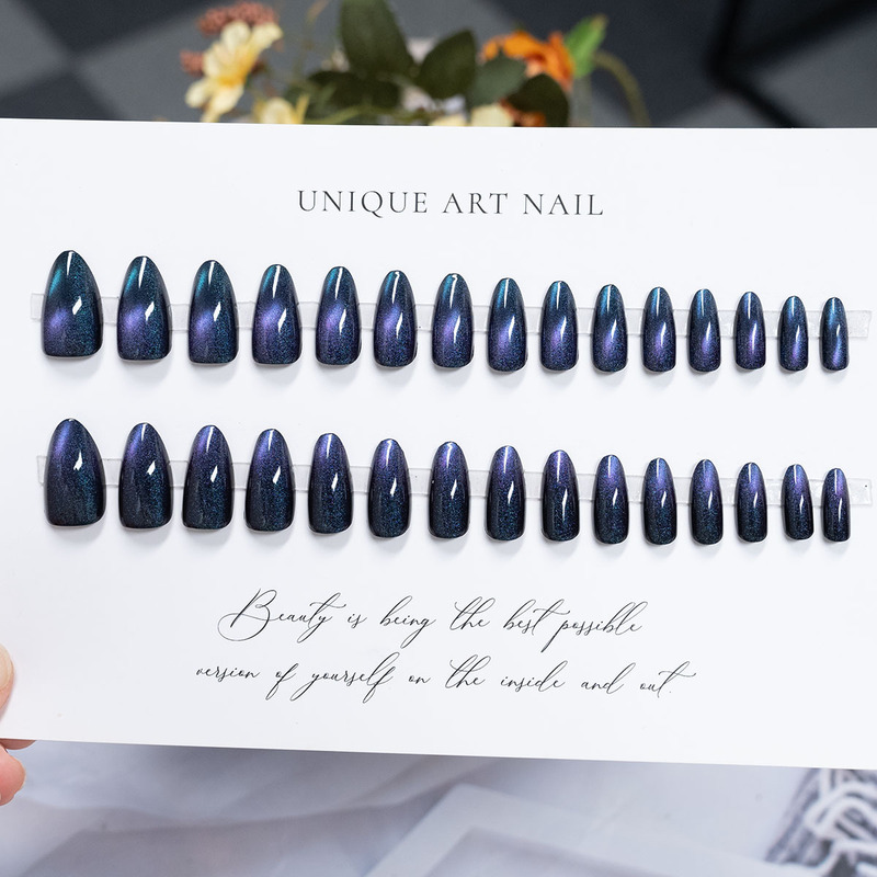 Double-Light Cat-Eye Glossy Almond-Shaped Solid Color Nail Tips for Manicure, Nail Stickers for Fingers, Wholesale Finished Products Double-Light Cat-Eye Glossy Almond-Shaped Solid Color Nail Tips for Manicure, Nail Stickers for Fingers, Wholesale Finished Products