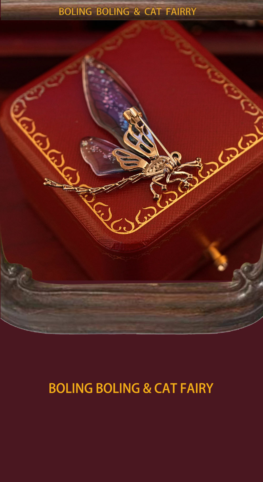 Spilla libellula, ottone placcato oro, micro zirconi intarsiati, pastorale due colori primavera, estate e autunno sul petto_voghion.com