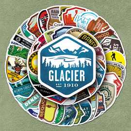 50张户外国家公园图片涂鸦贴画行李箱吉他防水不留胶手账本贴纸