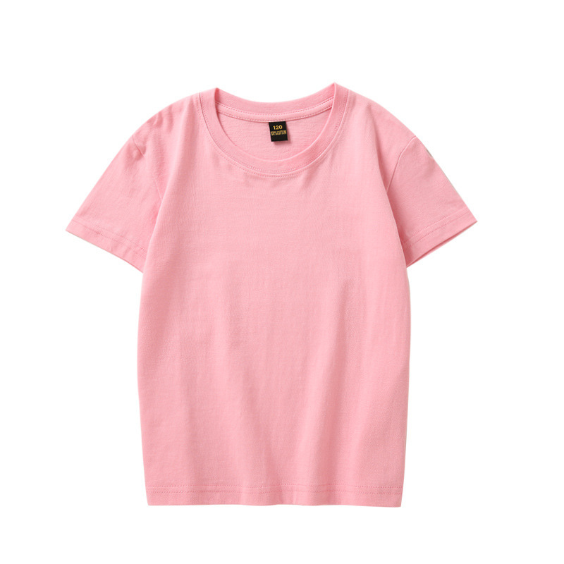 200g純綿子供半袖tシャツメーカー親子ゆるいカジュアルロゴ丸首男の子純色tシャツ|undefined