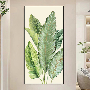 Jia Da Ye Da Hand-painted Oil Painting Light Luxury Entrance Decorative Painting Simple Corridor Mural Cream Style Texture Painting Banana Leaf
