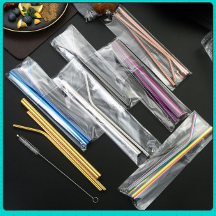 Cross-Border 304 Stainless Steel Straw Wholesale Manufacturer Amazon Drinking Straw Metal Straw Bar Restaurant Milk Tea Straw