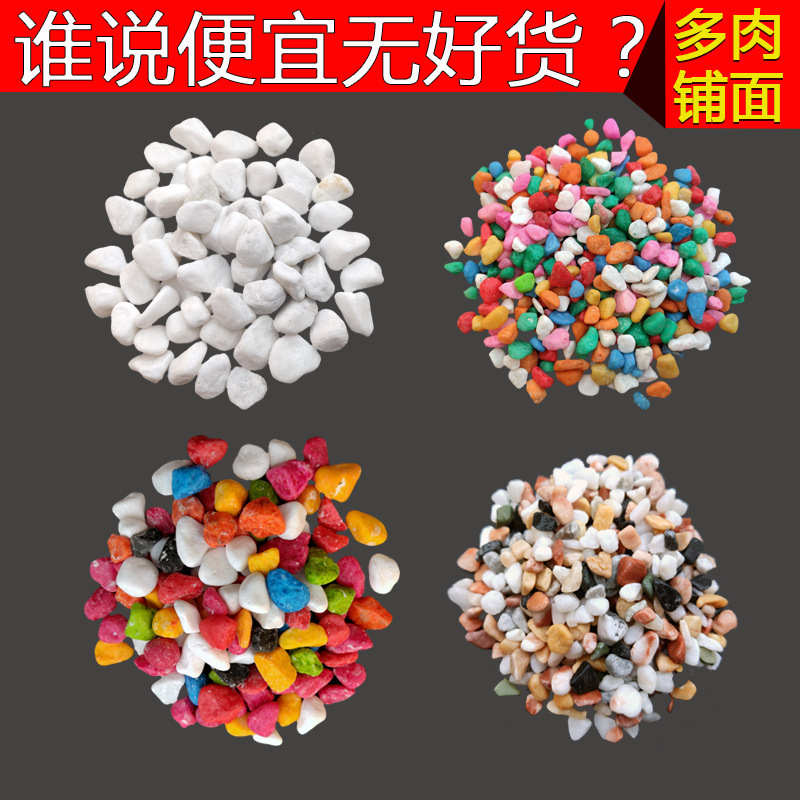 【】水自在彩色小石头多肉铺面石子花盆小白石五花石园艺敏一