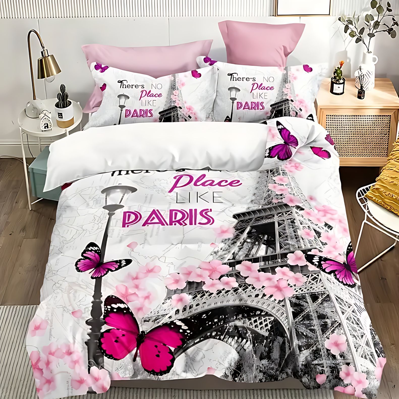 TUME / JIT Transfronterizo Torre Eiffel Soft Transpirable HD Digital Printed Edredon Kit
