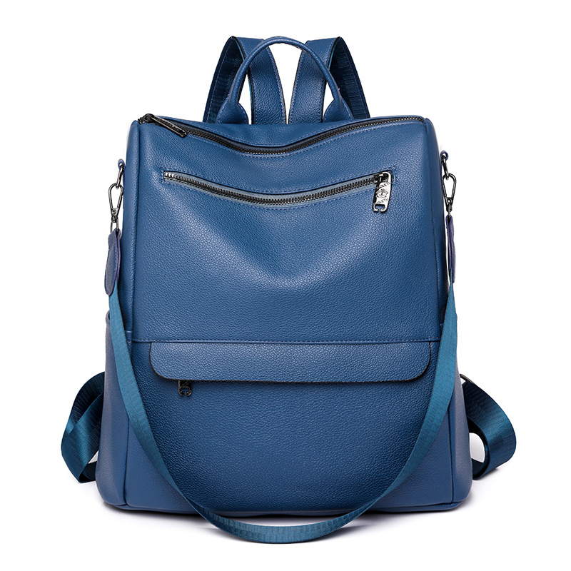 2023 verano nuevo estilo casual señoras de cuero suave mochila simple color sólido de gran capacidad mochila de doble uso mochila escolar al por mayor