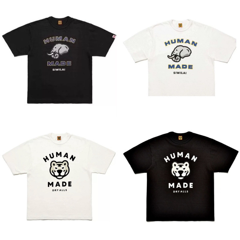 スポット韓国HUMAN日本製竹綿半袖TシャツルーズラウンドネックかわいいプリントアニマルショートTシャツ女性用|undefined