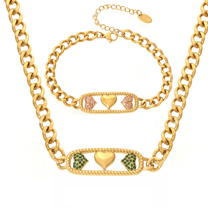 Square Sugar Jewelry Ins Style 316L Star Moon Lightning Titanium Steel Necklace Bracelet Combination PVD Electroplating Color Preservation_voghion.com