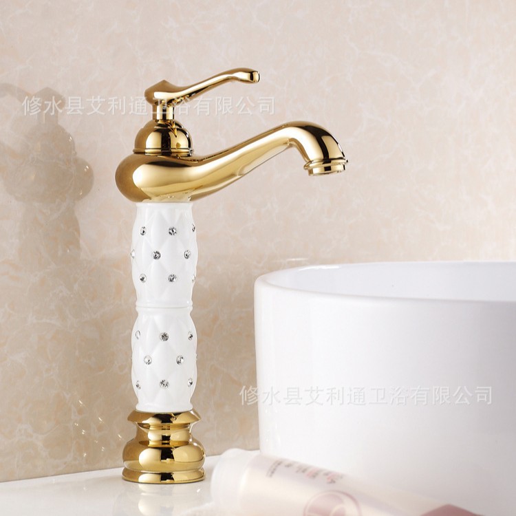 Grifo Antiguo Estilo Europeo para Lavabo de Cobre para Agua Fría y Caliente para Baño