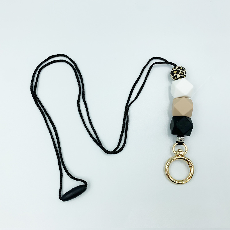 Amazon nuevo collar de insignia versátil maestro enfermera ID de estudiante Cordón de identificación de silicona con cuentas cordón llavero