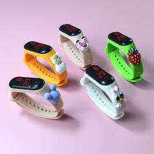 现货秒发公仔款米3按键LED红灯电子表可爱手环表时尚儿童手表学生