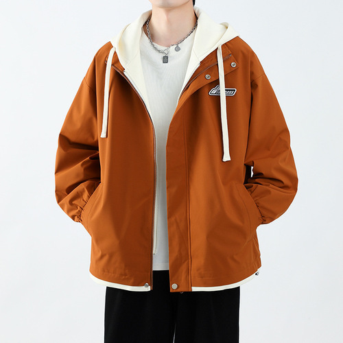Teenage Faux Two-Piece Boys' Spring/Fall Trendy Brand Sweater, Hong Kong-Style Jacket, Men's Outerwear
